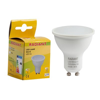 RADIANT GU10 LED 5W 4000K NON DIMMABLE - Al's Hardware