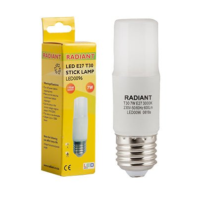 RADIANT STICK LAMP FROSTED T30 E27 LED 7W 3000K - Al's Hardware