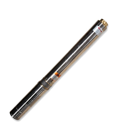 0.37Kw 220V borehole pump and motor, a long silver cylindrical submersible pump for water wells.