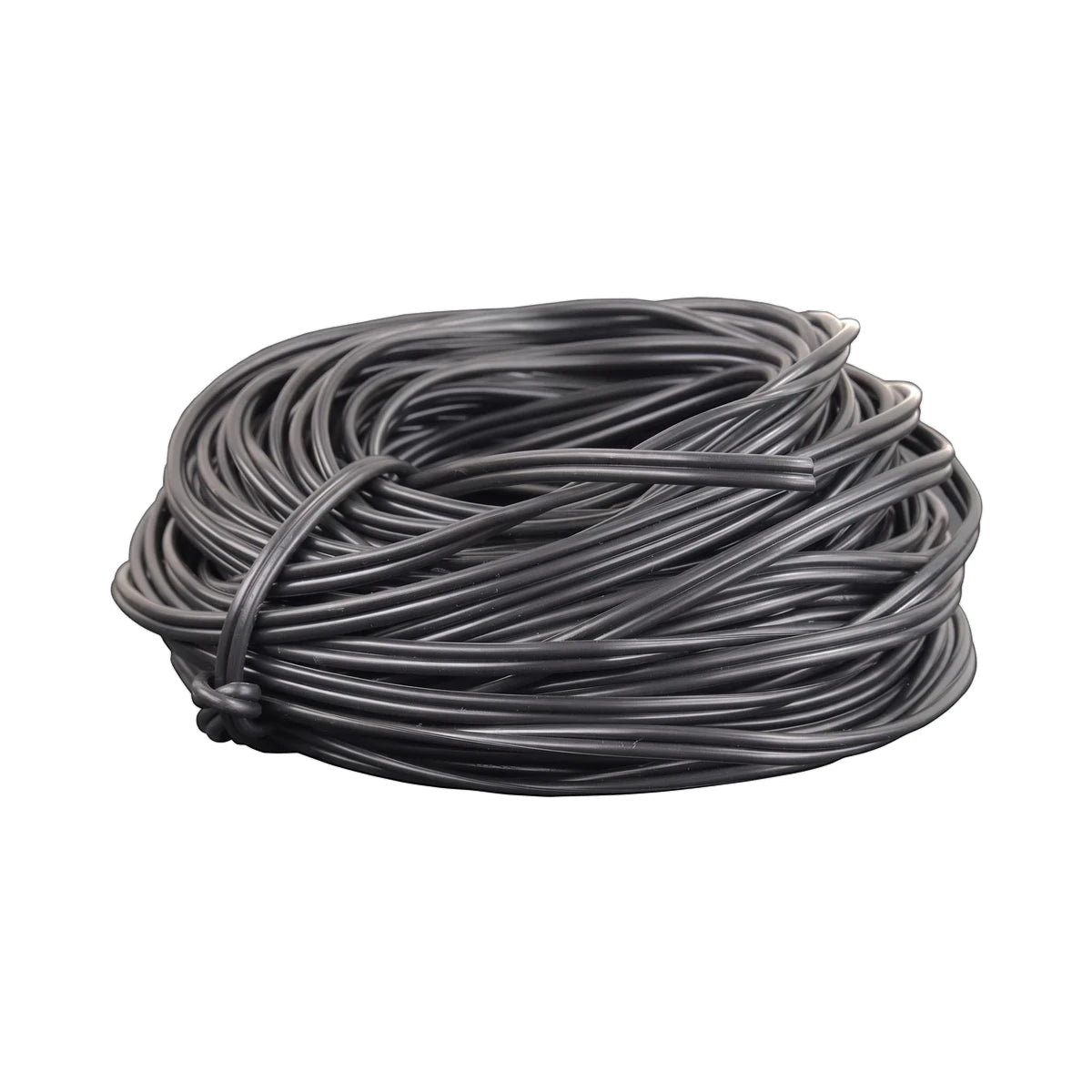 Coiled 0.5mm black audio cable with 30 meters of electrical wire, showcasing the texture and compact arrangement.