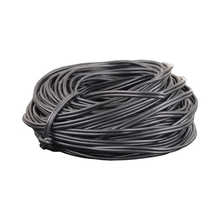 Coiled 0.5mm black audio cable with 30 meters of electrical wire, showcasing the texture and compact arrangement.