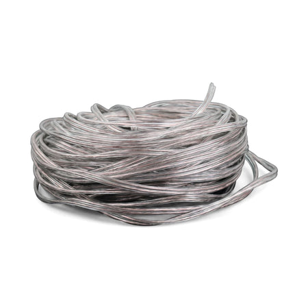 Coiled 0.5mm clear electrical audio cable, silver colored, for various electrical and audio connections.