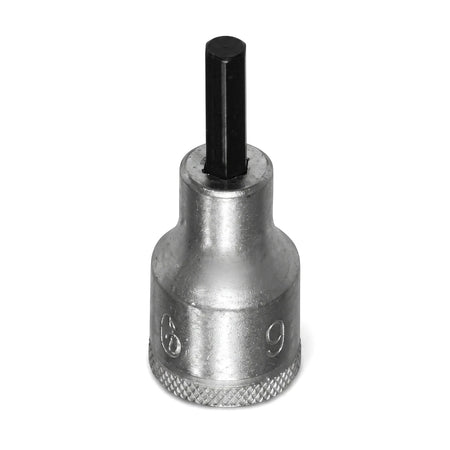 Silver and black 1/2-inch drive Allen key socket with a 12mm hex bit for fasteners.
