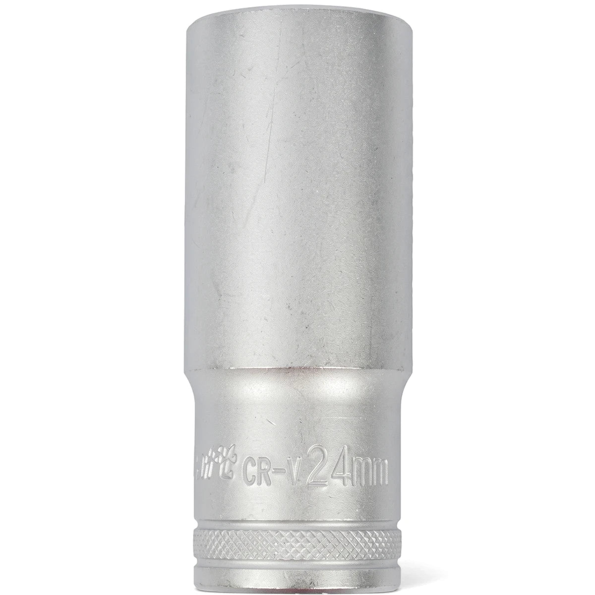 1/2-Inch Drive Deep Socket 24mm in silver chrome finish, deep well design shown in side view.
