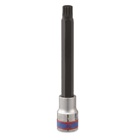 A 1/2-Inch Drive Male Torx Socket - M10, featuring a black bit and a silver socket base with blue and red markings.