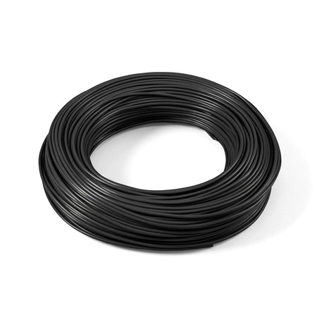 A coiled 10-meter length of 1.5mm black GP electrical wire and cable for various wiring applications.