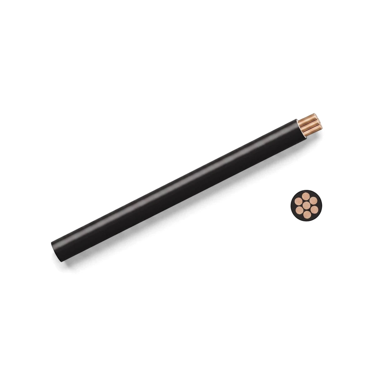Black 1.5mm GP electrical wire with exposed copper strands and a detailed cross-section view, suitable for various wiring