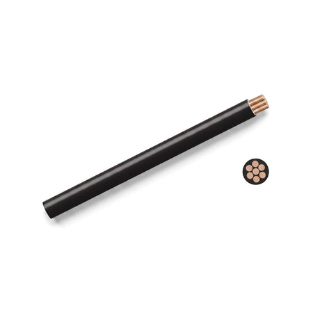Black 1.5mm GP electrical wire with exposed copper strands and a detailed cross-section view, suitable for various wiring