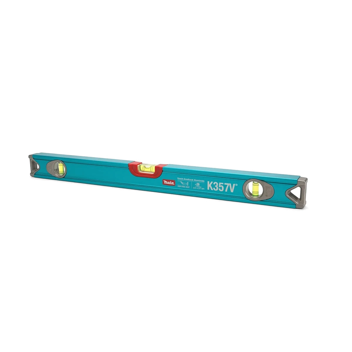 Professional 100cm aluminium spirit level in turquoise, used for accurate horizontal and vertical measurements.