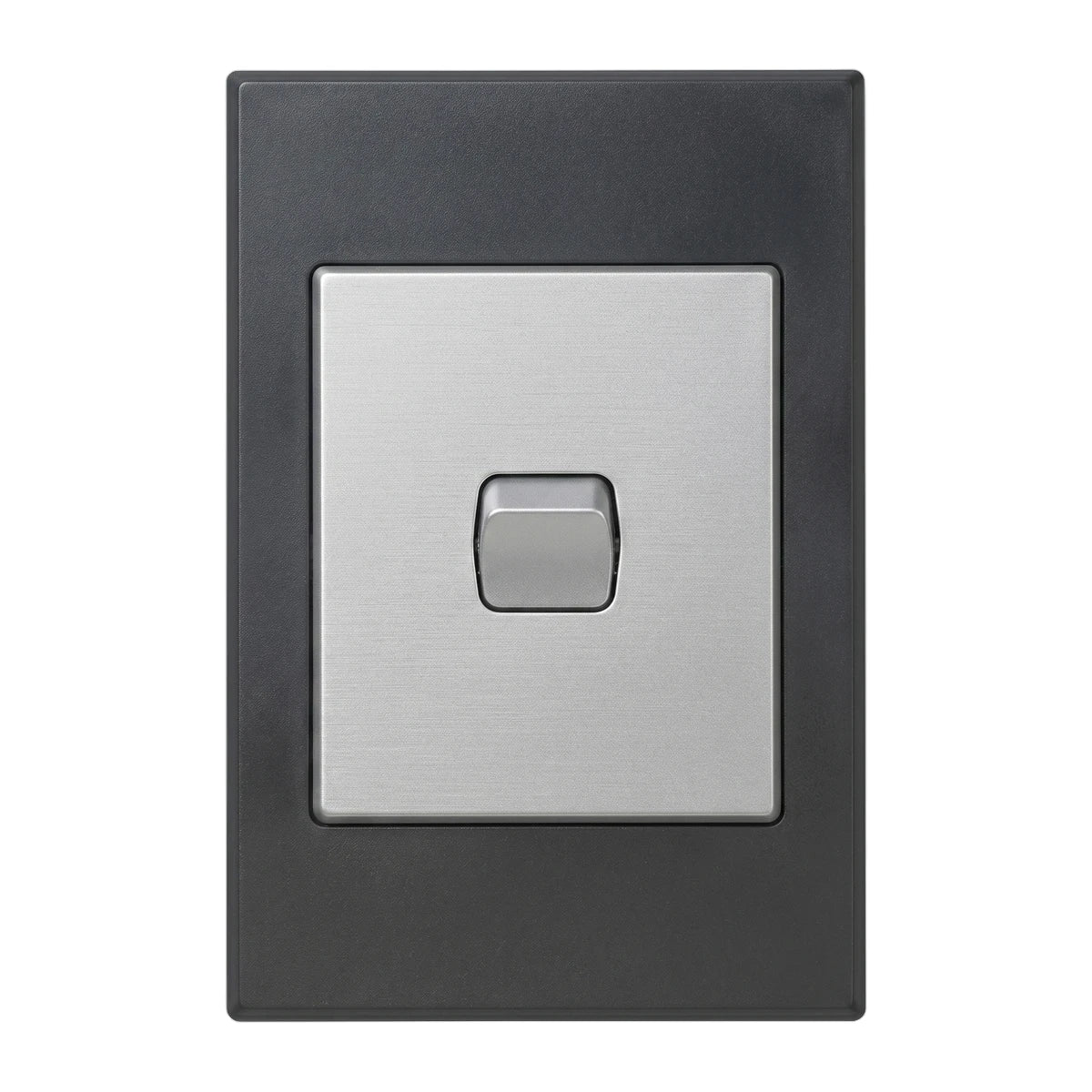 A 100X501mm Lever 2-Way Decor Charcoal Light Switch Dimmer featuring a silver-gray center and small lever.
