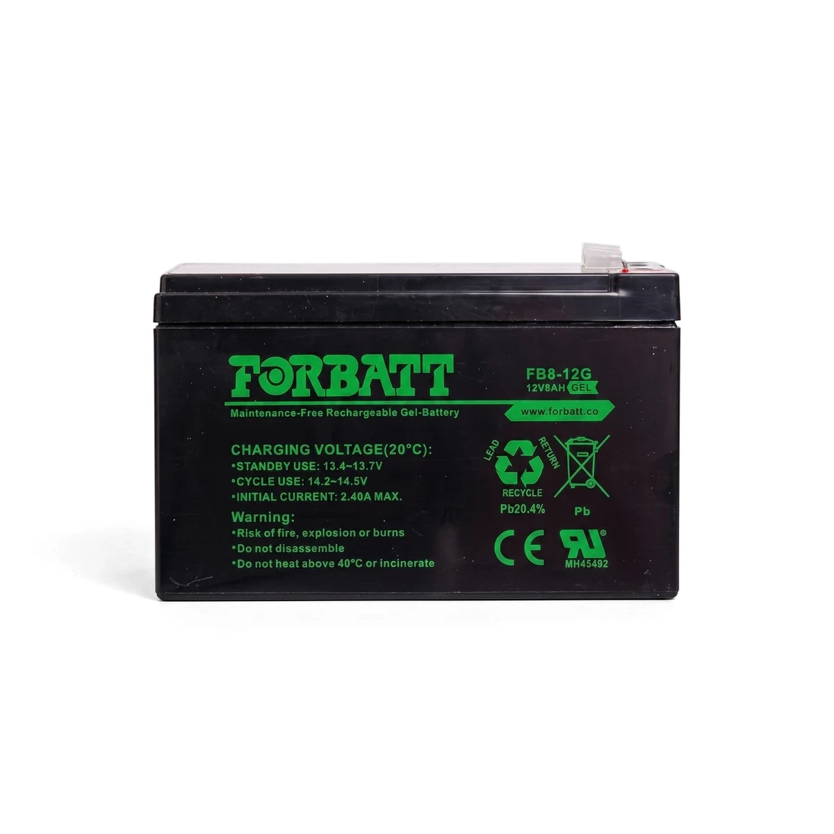 Black rectangular 12V 9Ah Sealed Lead Acid (SLA) Gel battery with green text label and top terminals.