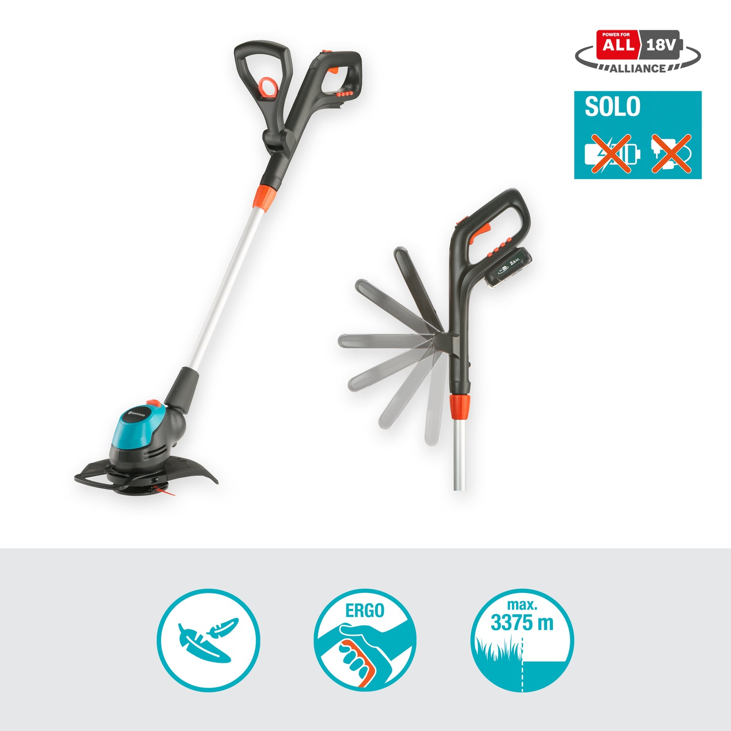 GARDENA Battery Trimmer EasyCut 23/18V P4A SOLO