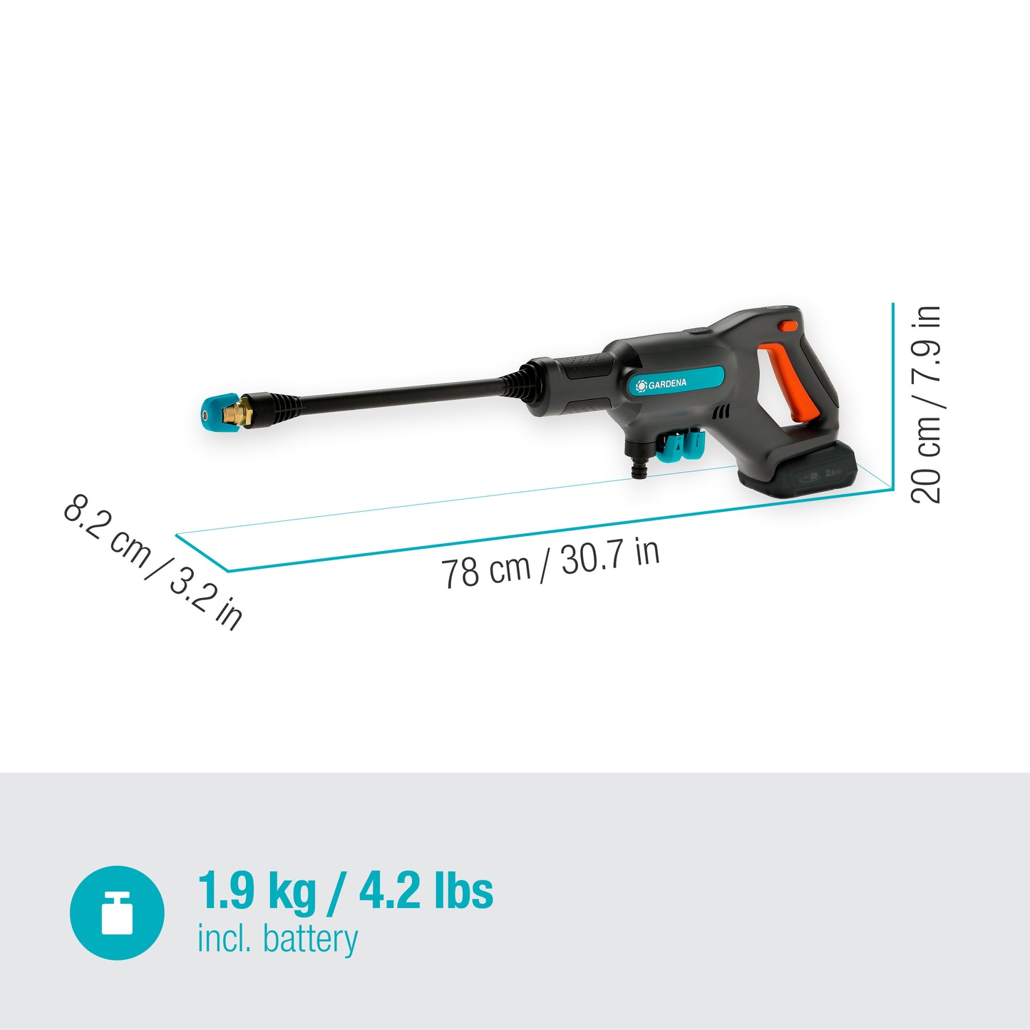 GARDENA Battery Medium Pressure Washer AquaClean 1