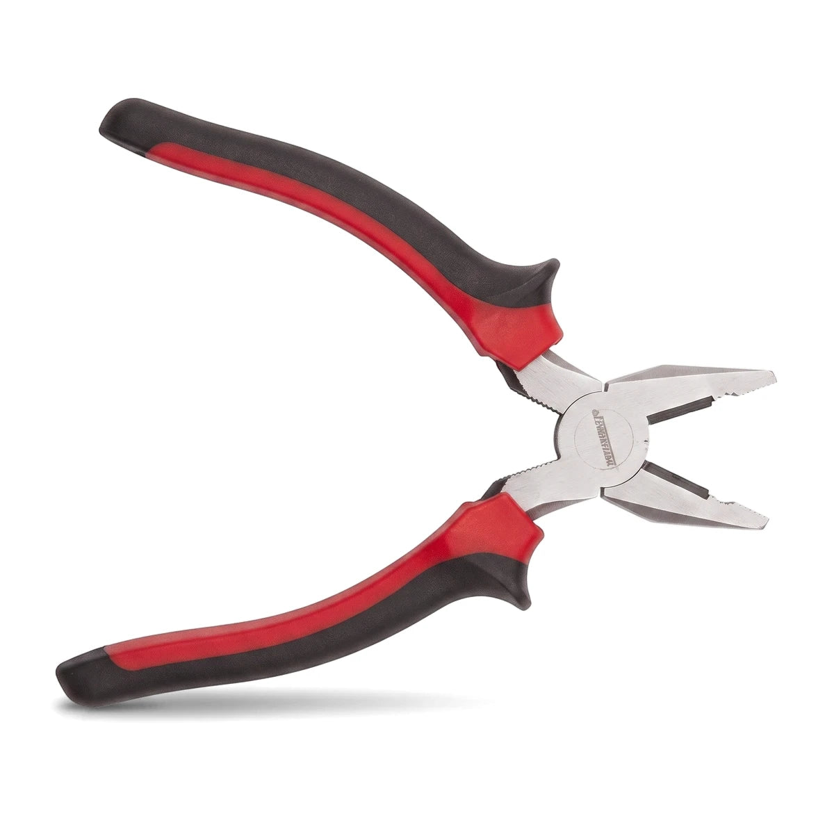 A pair of 160mm combination pliers featuring metallic silver jaws and ergonomic red and black insulated handles, oriented