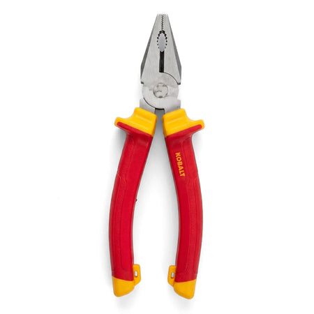 180mm Insulated Combination Plier with silver metal head and ergonomic red and yellow insulated handles.