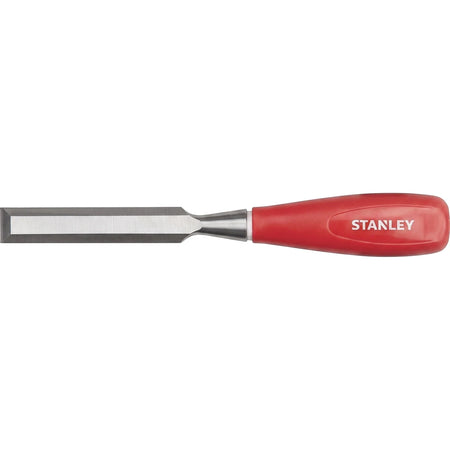 19mm bevel wood chisel with a silver blade and red handle, used for woodworking and carving tasks.