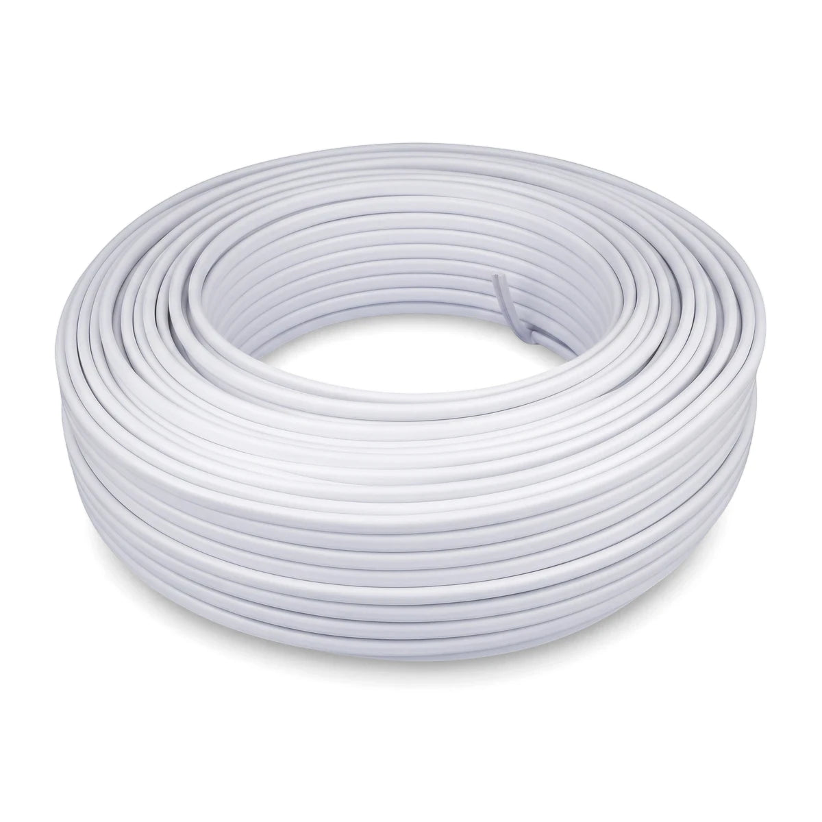 2.5mm flat twin and earth electrical cable, 30m coil in white insulation, rolled for household wiring use