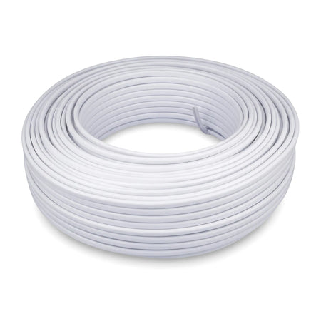 2.5mm flat twin and earth electrical cable, 30m coil in white insulation, rolled for household wiring use