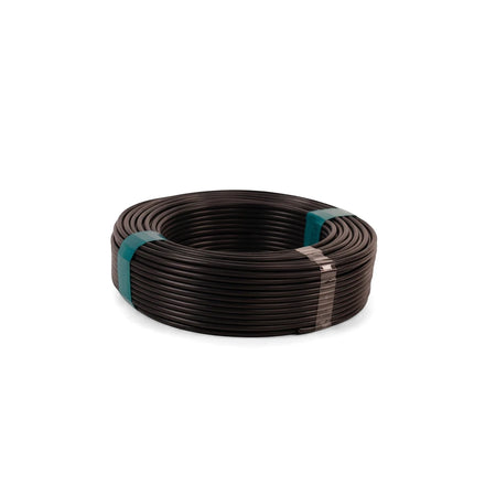 Black 2.5mm Gp electrical wire, 50 meters coiled and secured, suitable for various wiring applications.