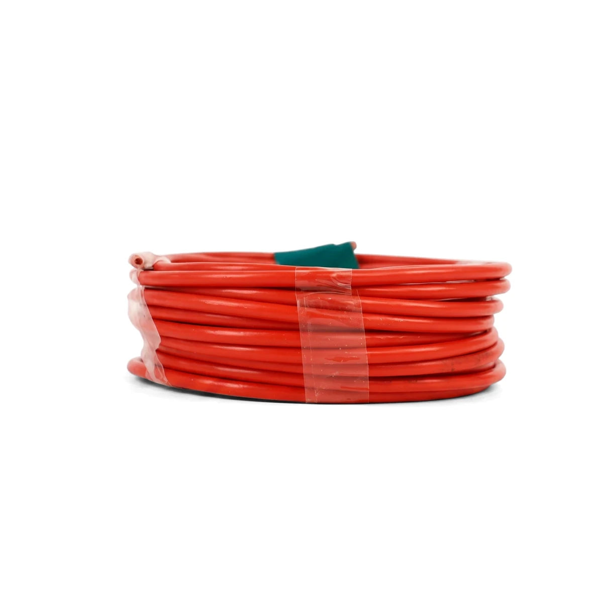 2.5mm GP wire red 5m electrical cable, coiled insulated conductor with red plastic sheath, side view.