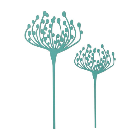 Two teal dandelion-like floral silhouettes, part of the 2020-10X10-21 Paint Stencils collection, for crafting and art