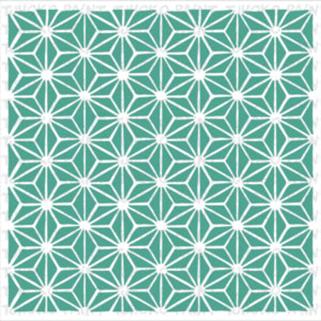 2020-30X30-12 Paint Stencils featuring a repeating geometric six-pointed star pattern in white on a teal background.