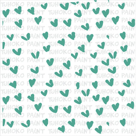 2020-30X30-26 Paint Stencils with a repeating hand-drawn teal heart pattern on a white background.