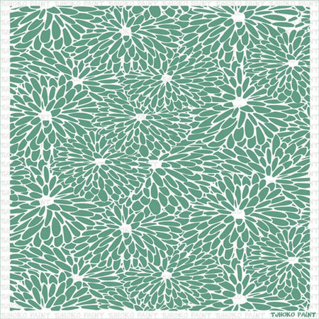 2020-30X30-3 Paint Stencils featuring a continuous teal green floral pattern on a white background, suitable for crafting.