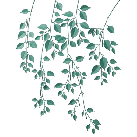 2020-30X30-32 Paint Stencils featuring a detailed pattern of green leaf branches with small buds, on a light background.