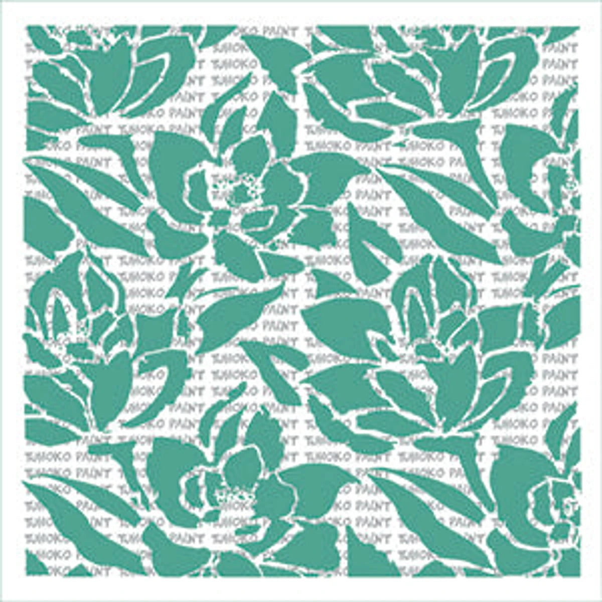 2020-30X30-6 Paint Stencils featuring a teal floral pattern over a white background with repeating 'Tumoko Paint' text.