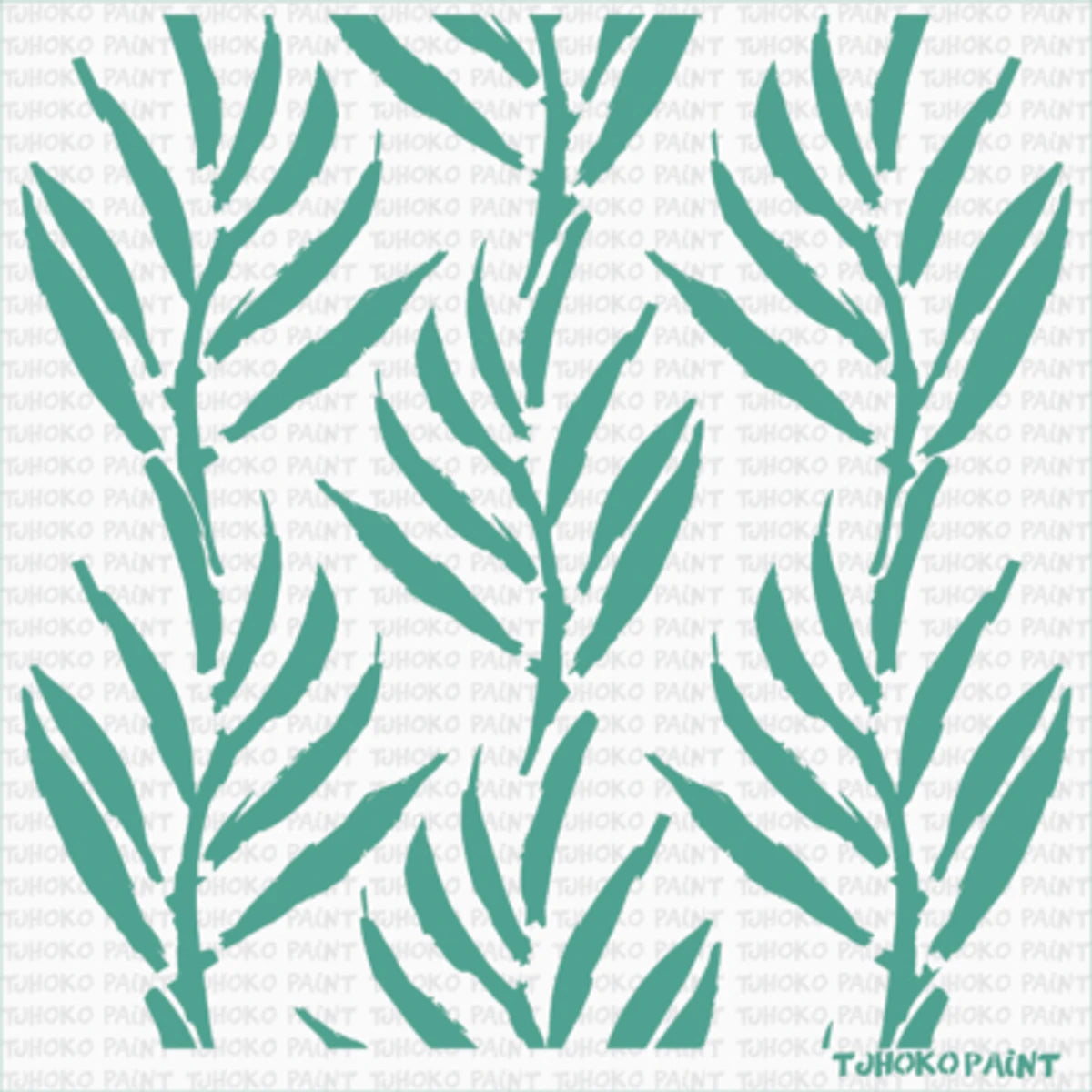 2021-30X30-11 paint stencil featuring green leafy branch pattern, front view design for wall or furniture painting