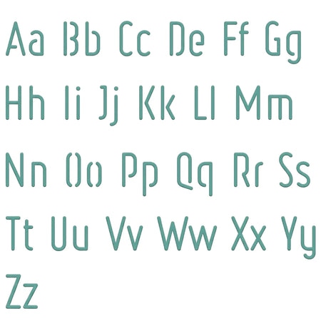 2021-30X30-19 Paint Stencils featuring a complete set of uppercase and lowercase teal alphabet letters on a light background.