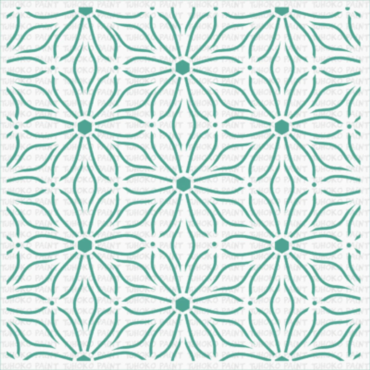 2021-30X30-8 Paint Stencils featuring a teal floral geometric pattern for creative projects.