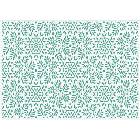 2021-A3-2 Paint Stencils featuring a repeating teal floral and geometric pattern on a white background, full frame.