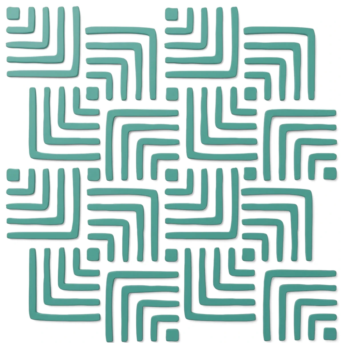 2022-150-8 Paint Stencils featuring a repeating teal geometric pattern of L-shaped lines and small squares.