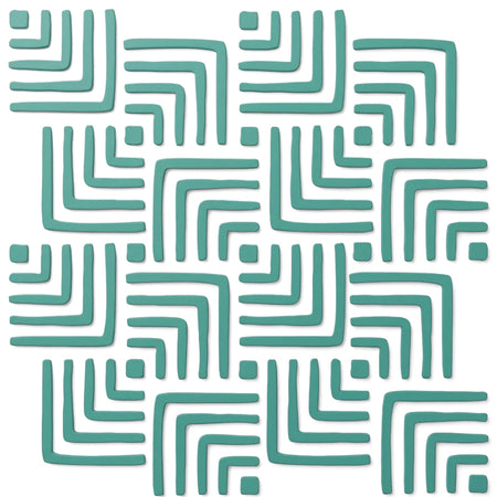 2022-150-8 Paint Stencils featuring a repeating teal geometric pattern of L-shaped lines and small squares.