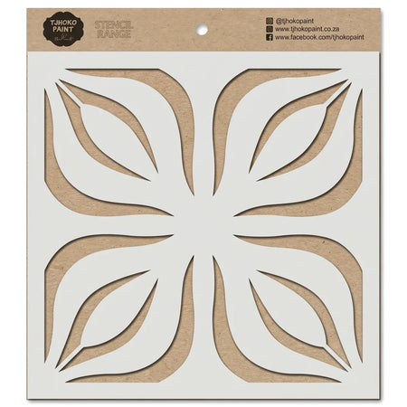 2024-150-6 Floral Essence Paint Stencil featuring an intricate symmetrical botanical pattern, ideal for craft and home decor