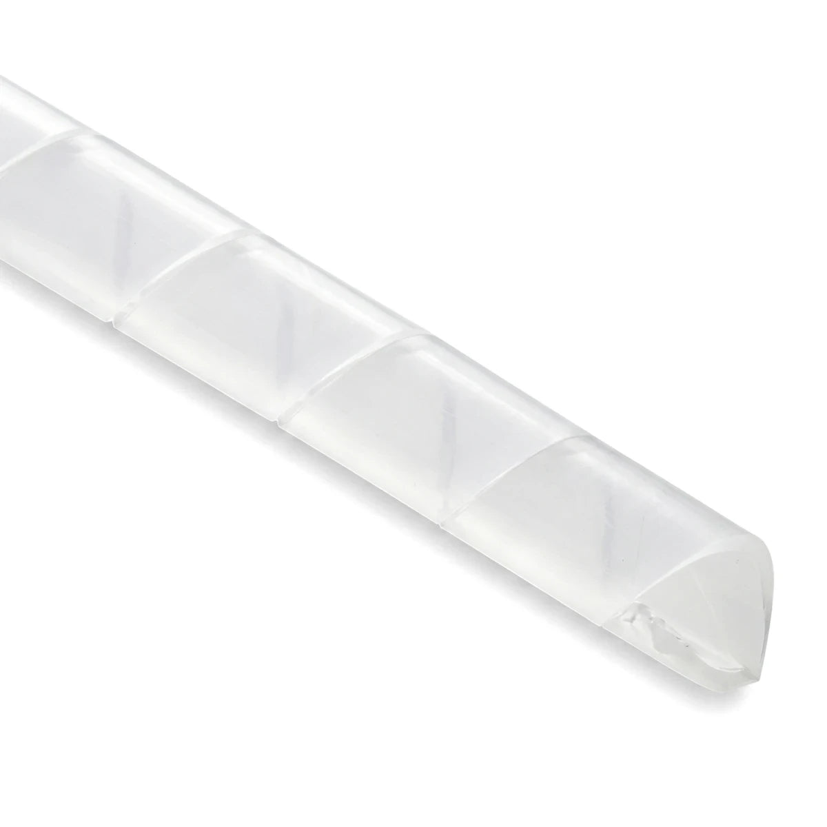 20mm clear spiral cable wrapping on a white background, designed for organizing and protecting cables.