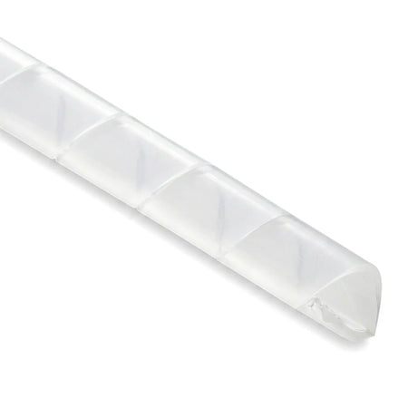 20mm clear spiral cable wrapping on a white background, designed for organizing and protecting cables.