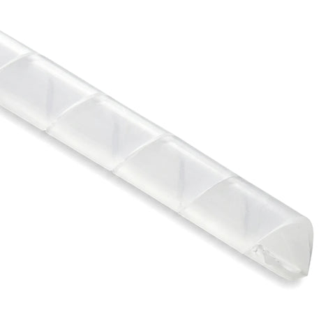 20mm clear spiral cable wrapping on a white background, designed for organizing and protecting cables.
