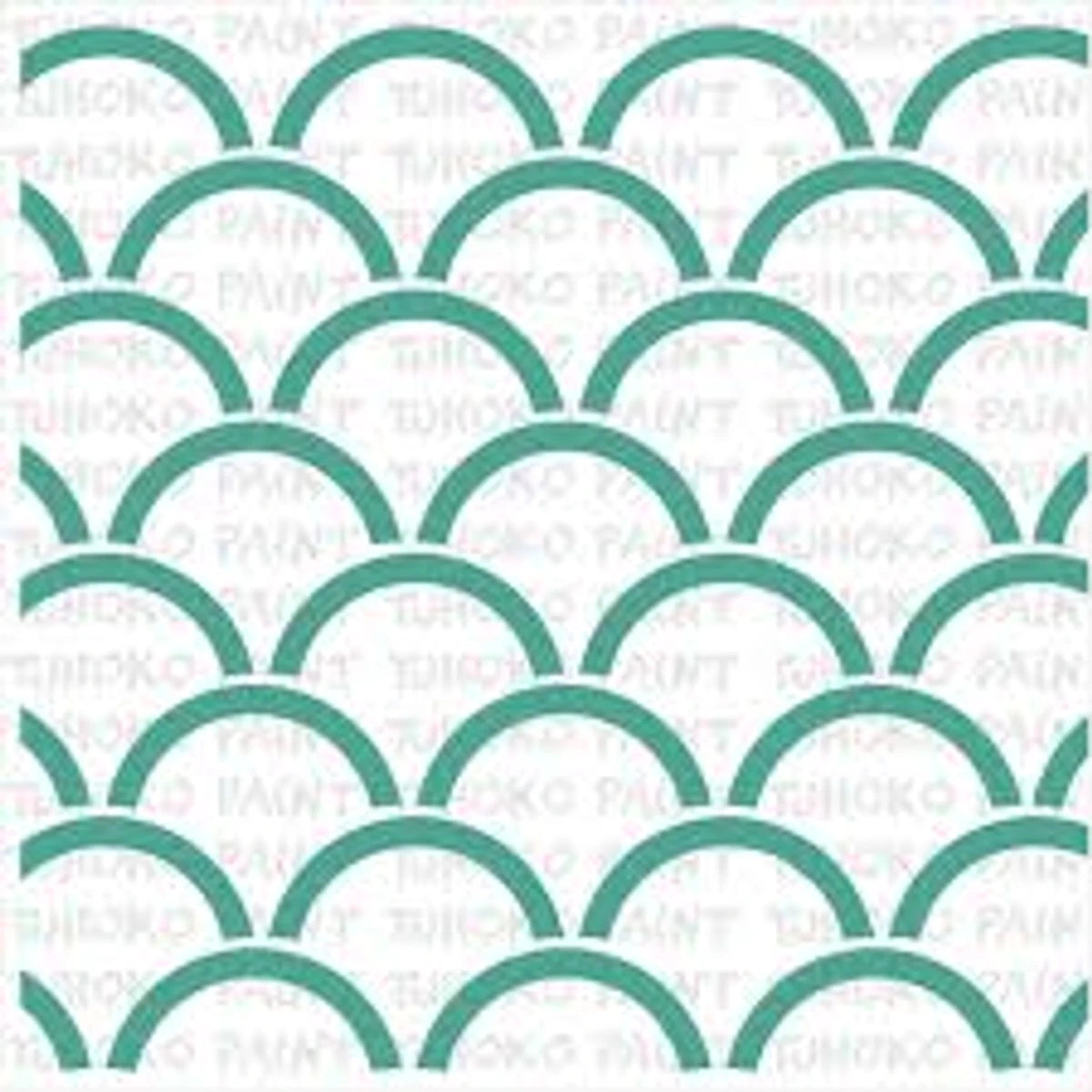 Teal green mermaid scale pattern stencil for painting, featuring an interlocking arch design.