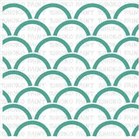Teal green mermaid scale pattern stencil for painting, featuring an interlocking arch design.