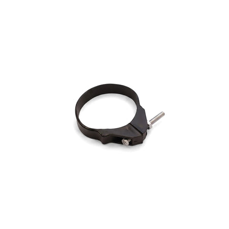 Black metal waste clamp and screw set, 32mm, featuring a circular band with two visible screws and a silver pin.