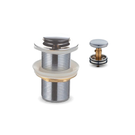 32mm chrome unslotted pop-up basin waste, a plumbing fixture used as a drain stopper, shown against a white background.