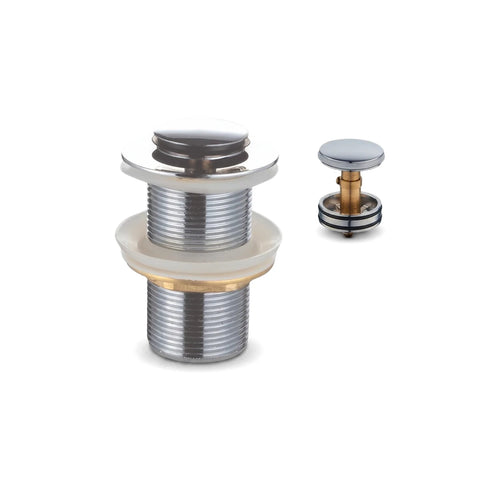 32mm chrome unslotted pop-up basin waste, a plumbing fixture used as a drain stopper, shown against a white background.