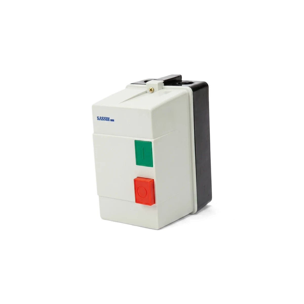 400V 11Kw Dol Starter, featuring a white casing with black sides, green 'I' and red 'O' control buttons for motor operation.