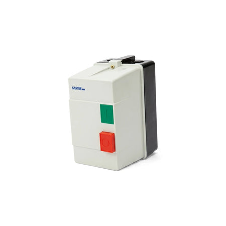 400V 11Kw Dol Starter, featuring a white casing with black sides, green 'I' and red 'O' control buttons for motor operation.