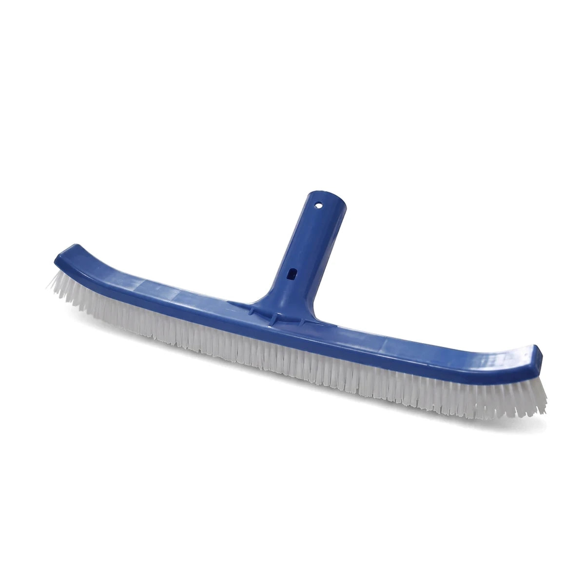 A blue 450mm Eazi-Fit pool brush with white bristles, designed for cleaning swimming pools, shown angled on a white