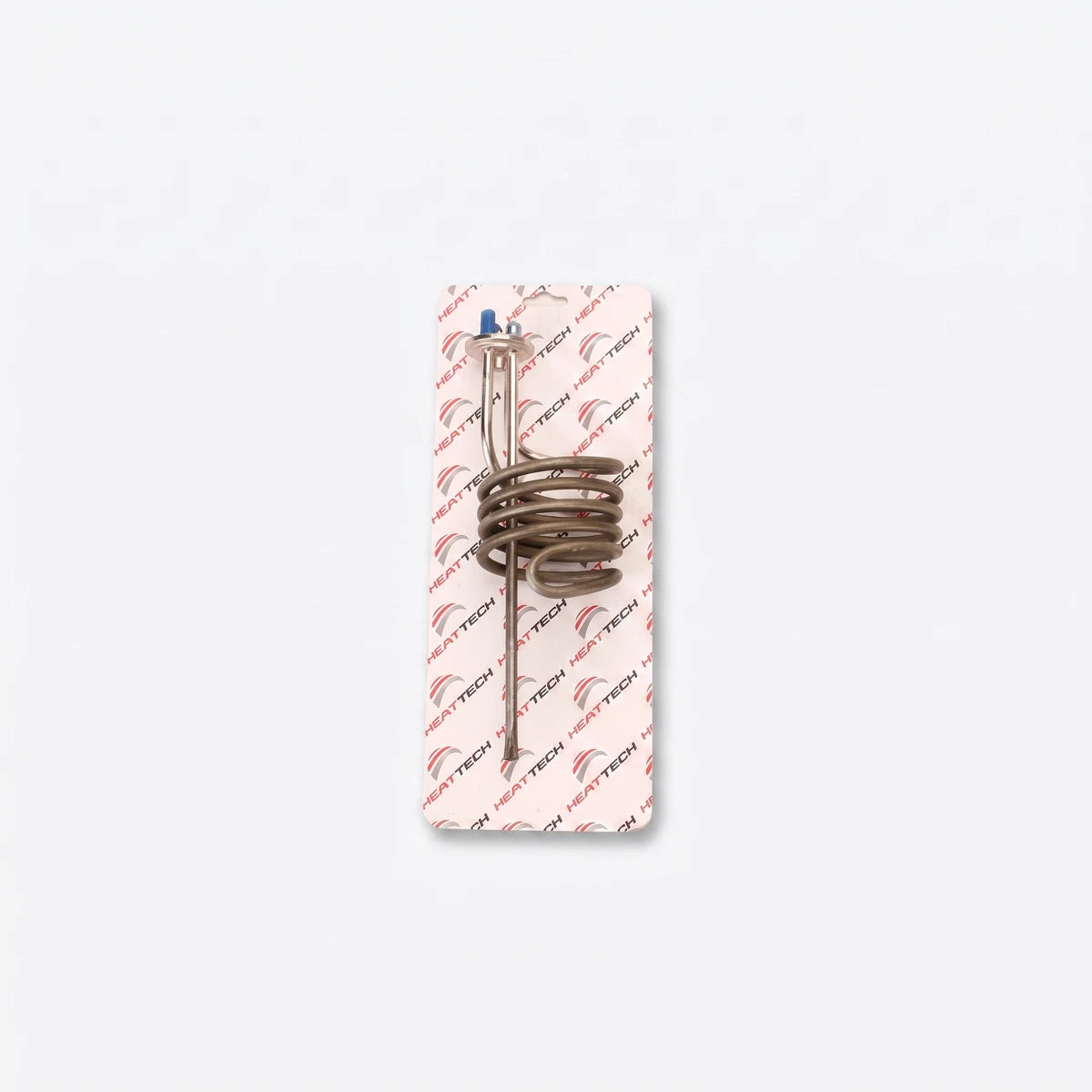 4Kw Spiral Hard Water Element Geyser Element, silver metal coil with blue cap, packaged on a branded white card.