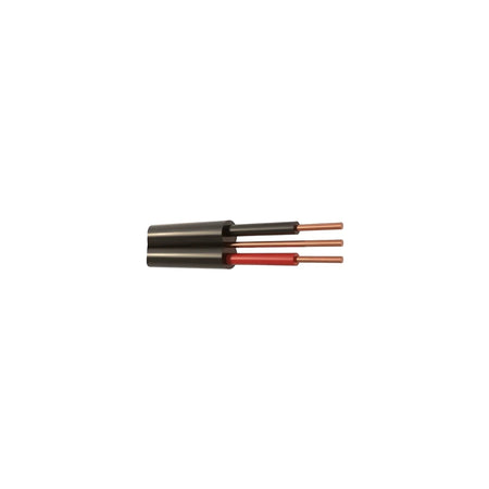 4mm Flat Twin and Earth electrical wires and cable with black and red insulation and exposed copper conductors.